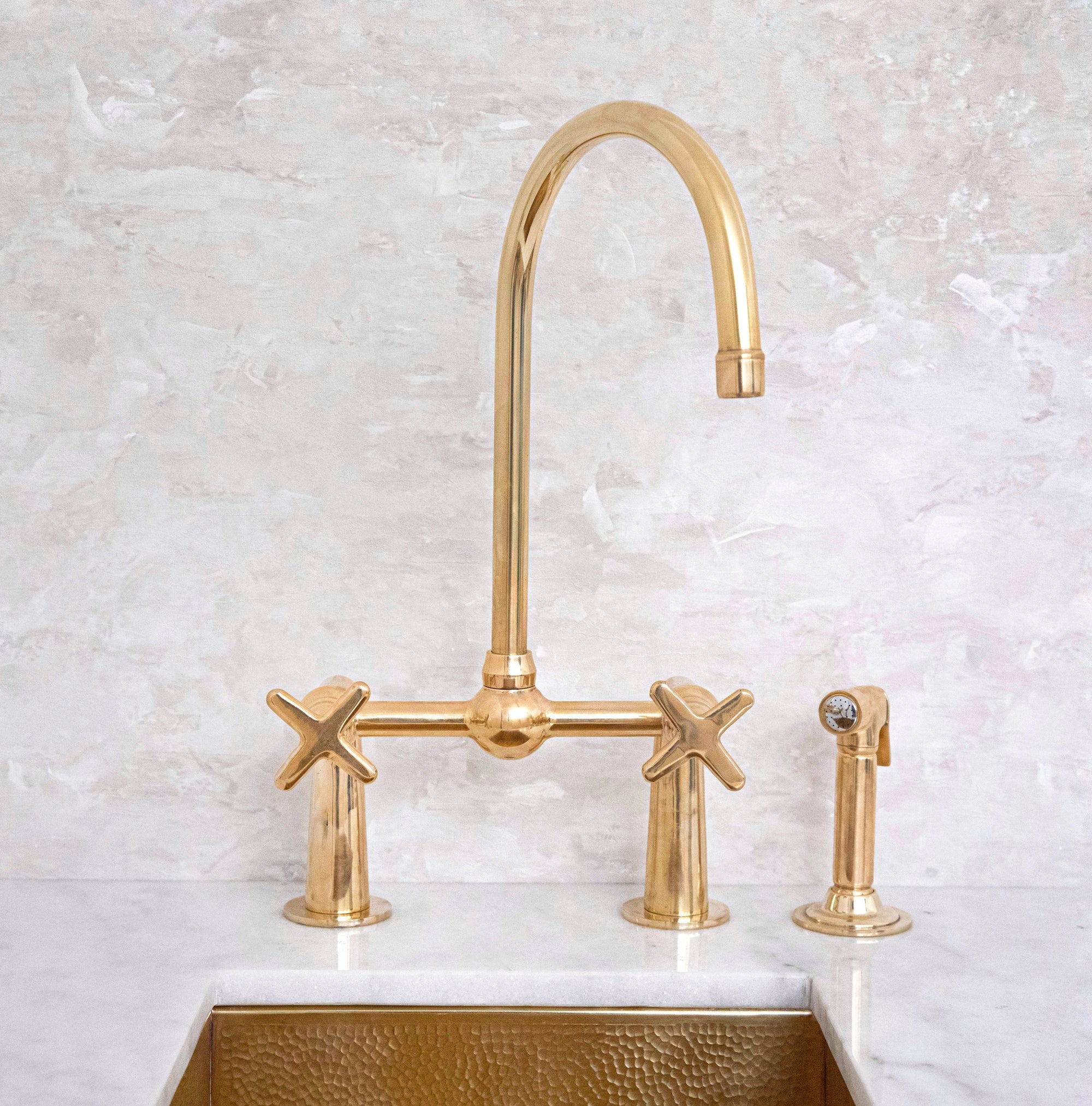 Antique Brass Bridge Kitchen Faucet