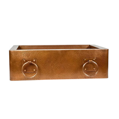 Apron Front Copper Kitchen Sink, Farmhouse Copper Kitchen Sink With Rings 14 gauge