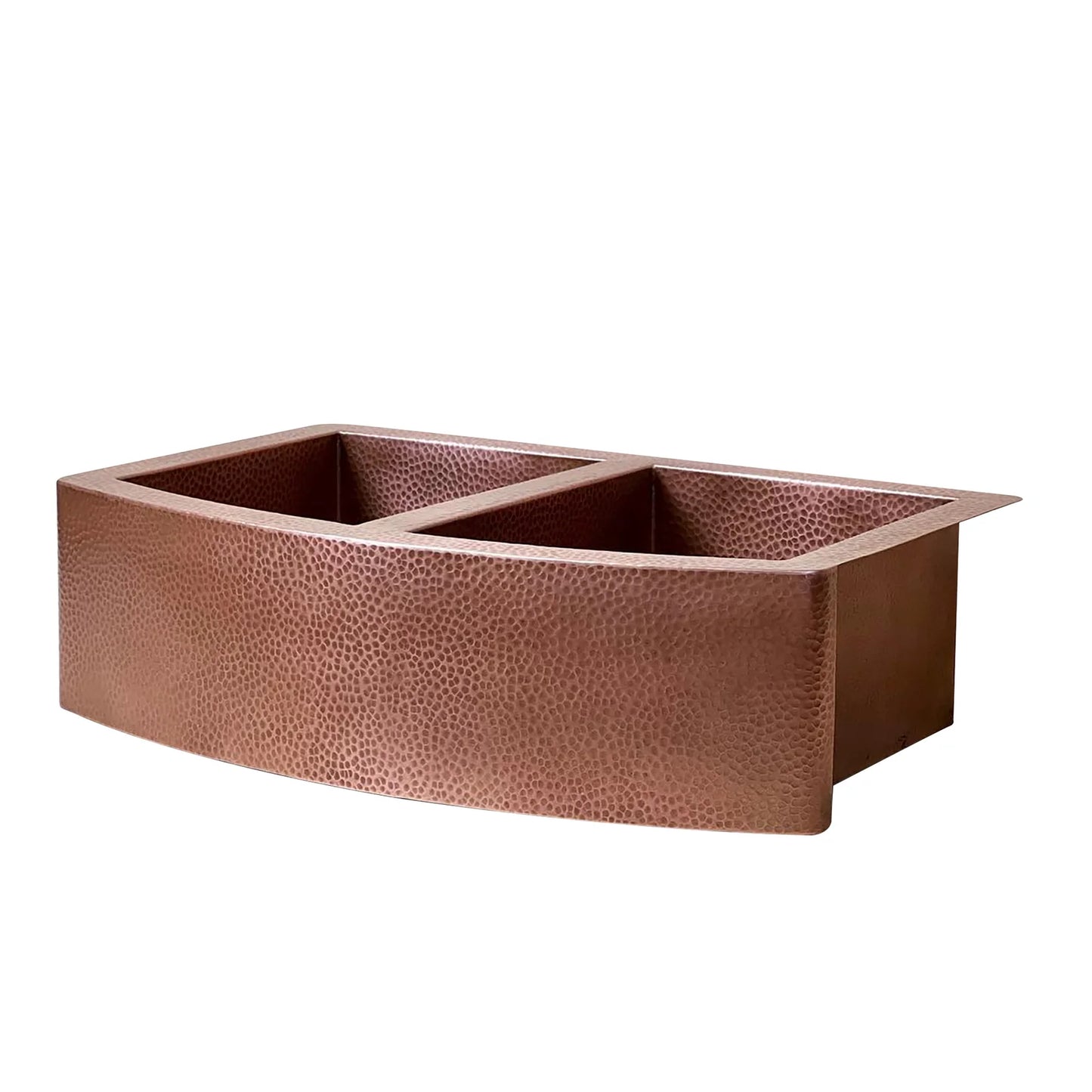 Copper Double Basin Farmhouse Sink, 14 gauge Apron Front Kitchen Sink
