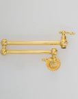 Unlacquered Brass Pot Filler Kitchen Faucet, Stove Pot, Wall Mount Pot Filler - NORD BRASS