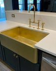 Unlacquered Brass Farmhouse Kitchen Sink, 14 Gauge Apron Front Kitchen Sink