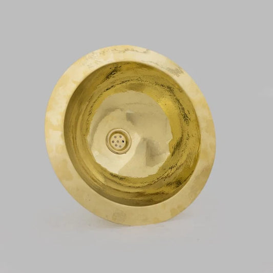 Golden Brass Hammered Sink - Handmade Round Drop-in Sink