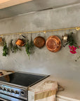Unlacquered Brass Wall Mount Pot Rail Bar With Hooks, Brass Pot Rack