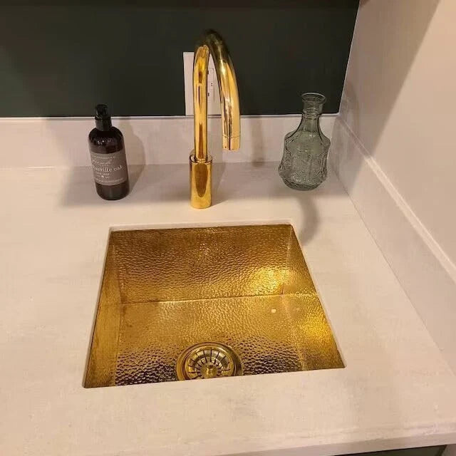 Solid Unlacquered Brass Undermount Hammered Sink, Kitchen Bar Sink, Island Sink, Outdoor Sink - NORD BRASS