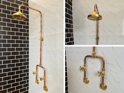 Copper Outdoor Shower ,Exposed Wall Mounted Copper Shower System ,Industrial design Shower