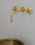 Built In Brass Bathroom Faucet- Hammered Wall Sink Faucet - NORD BRASS