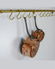 Solid Brass Pot Rail With Hooks, Unlacquered Brass Kitchen Pot Rack, Pot Hangers