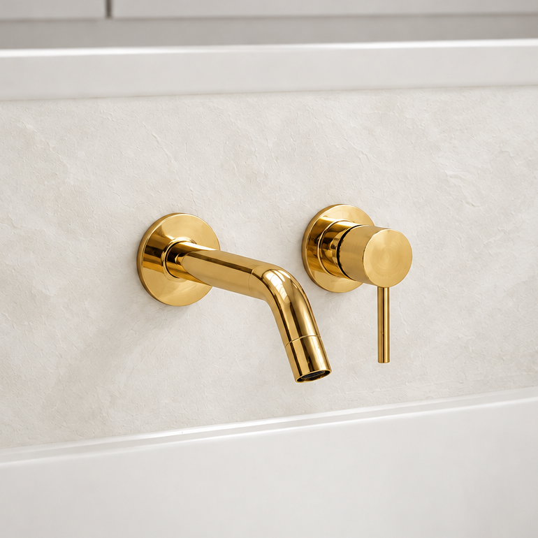 Single-handle wall mounted brass bathroom faucet set 