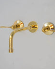Unlacquered Brass Wall Mount Built In Bathroom Vanity Sink Faucet With lever Handles - NORD BRASS