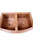 Copper Double Basin Farmhouse Sink, 14 gauge Apron Front Kitchen Sink