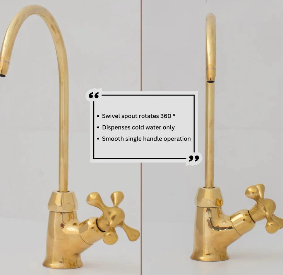 Unlacquered Brass Water Dispenser Kitchen Faucet, Cold Water Single Hole - NORD BRASS