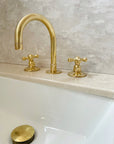 Widespread 3 Holes Solid Unlacquered Brass Faucet, Vanity Sink Bathroom Tap