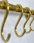 Solid Brass Pot Rail With Hooks, Unlacquered Brass Kitchen Pot Rack, Pot Hangers