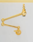 Unlacquered Brass Pot Filler Kitchen Faucet, Stove Pot, Wall Mount Pot Filler - NORD BRASS