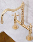 Antique Solid Brass Bridge Faucet, Vintage Kitchen Sink Faucet