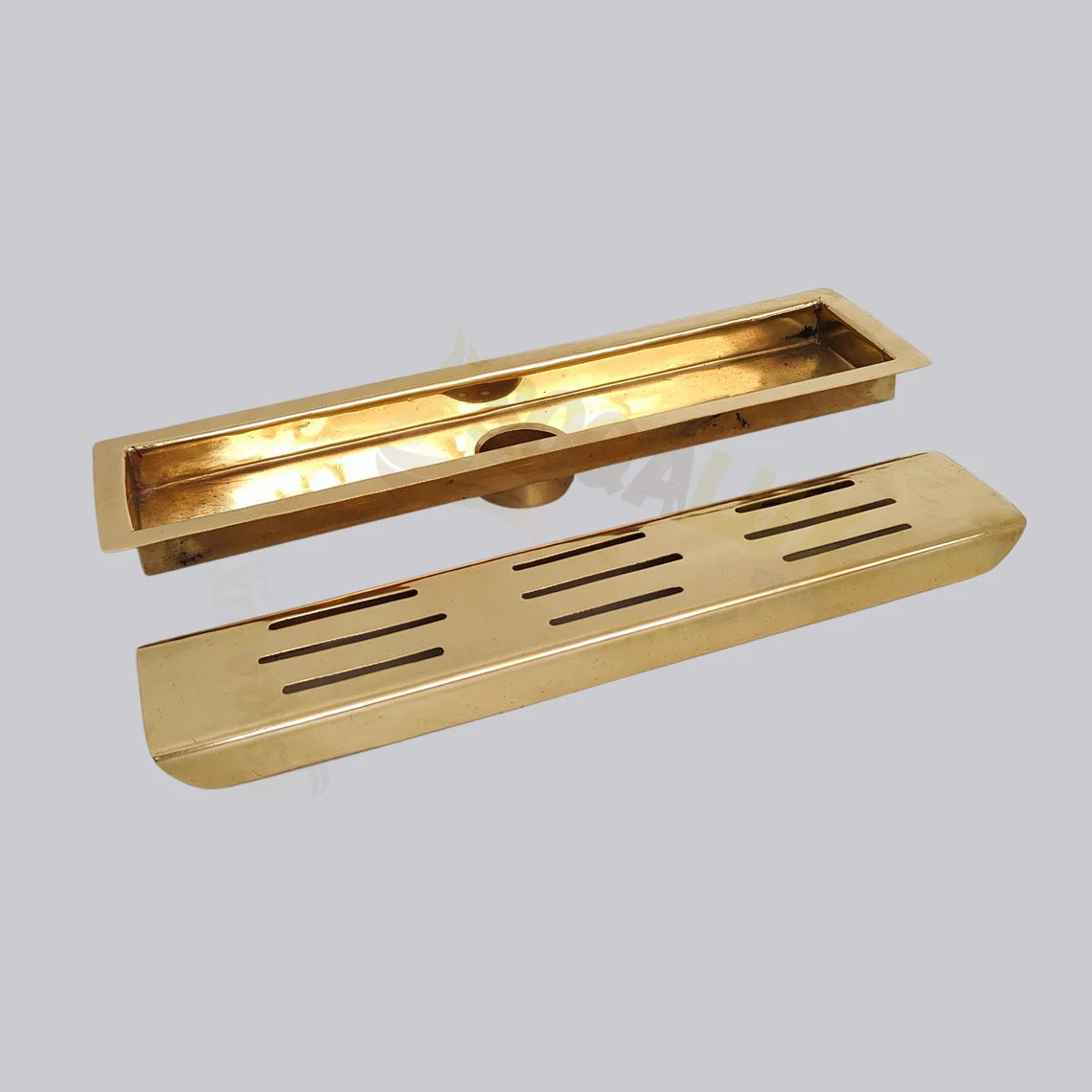 Unlacquered Brass Linear Floor Drain for Modern Bathrooms - NORD BRASS