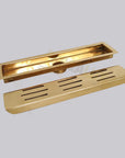 Unlacquered Brass Linear Floor Drain for Modern Bathrooms - NORD BRASS