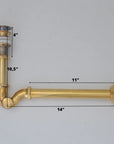 Solid Unlacquered Brass P-trap and Sink Stopper, Push Up Button, Pop Up Drain, Brass Water Trap - NORD BRASS
