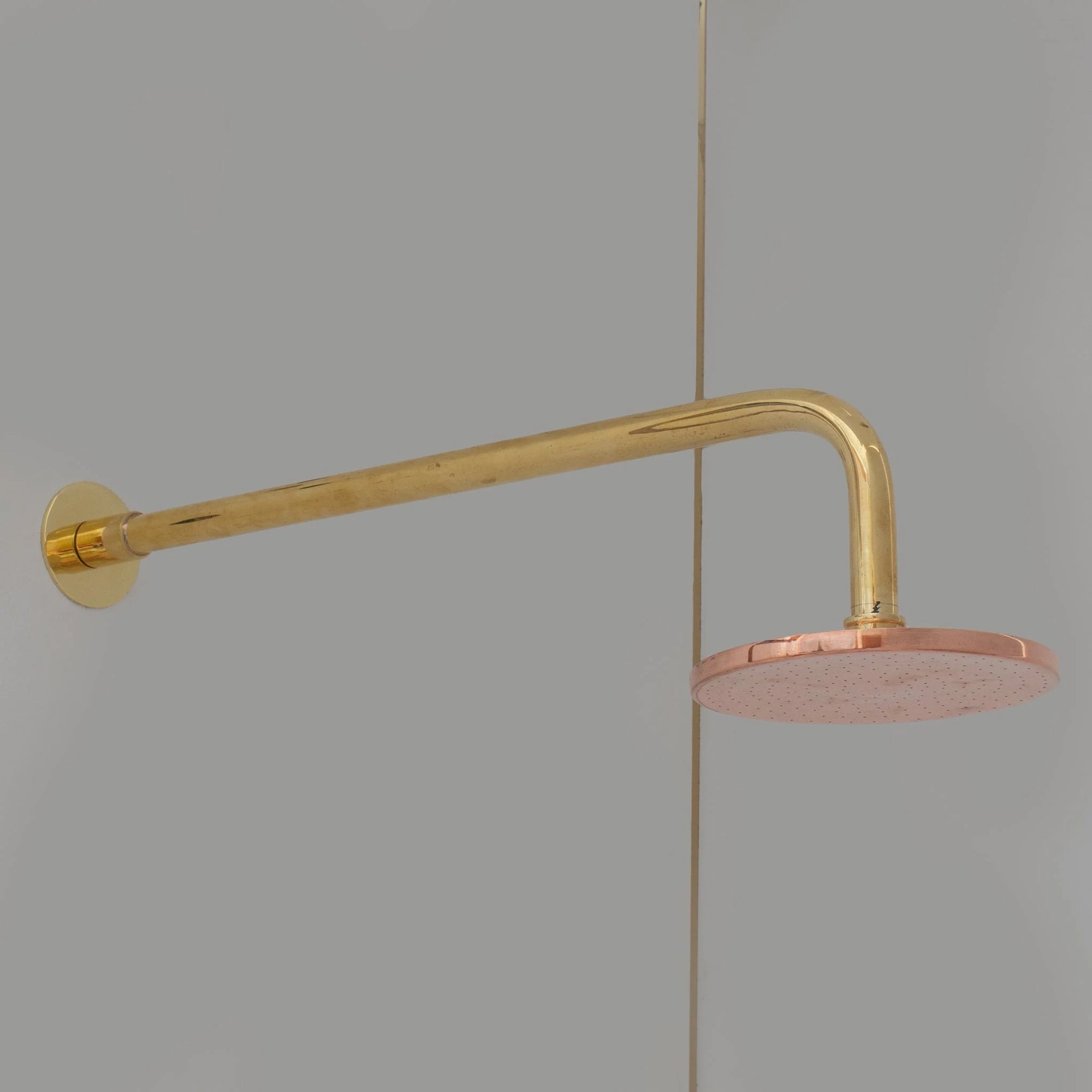 Solid Copper Rain Shower Head, Flat Round Handcrafted Vintage Showerhead, Works Outdoor - NORD BRASS