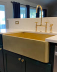 Unlacquered Brass Farmhouse Kitchen Sink, 14 Gauge Apron Front Kitchen Sink