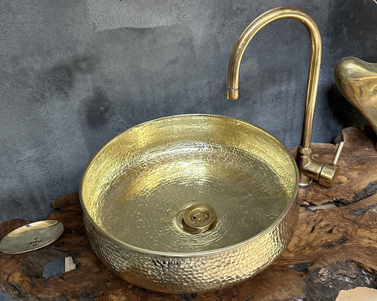 Round Brass Bathroom Sink, Round Vessel Sink Vanity