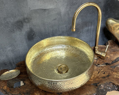 Round Brass Bathroom Sink, Round Vessel Sink Vanity