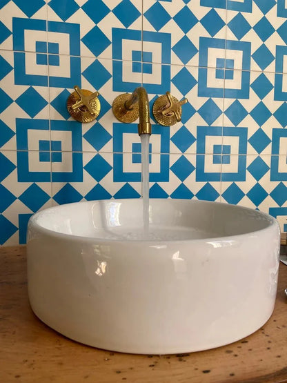 Built In Brass Bathroom Faucet- Hammered Wall Sink Faucet - NORD BRASS