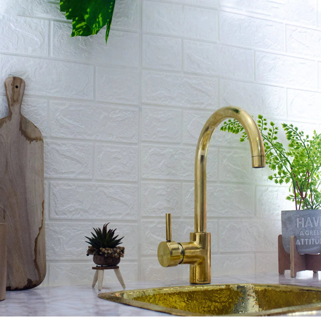 Unlacquered Brass Single Hole Basin Faucet, Antique Brass Sink Mixer Tap - NORD BRASS