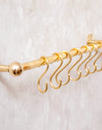 Unlacquered Brass Wall Mount Pot Rail Bar With Hooks, Brass Pot Rack