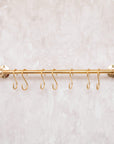 Unlacquered Brass Wall Mount Pot Rail Bar With Hooks, Brass Pot Rack