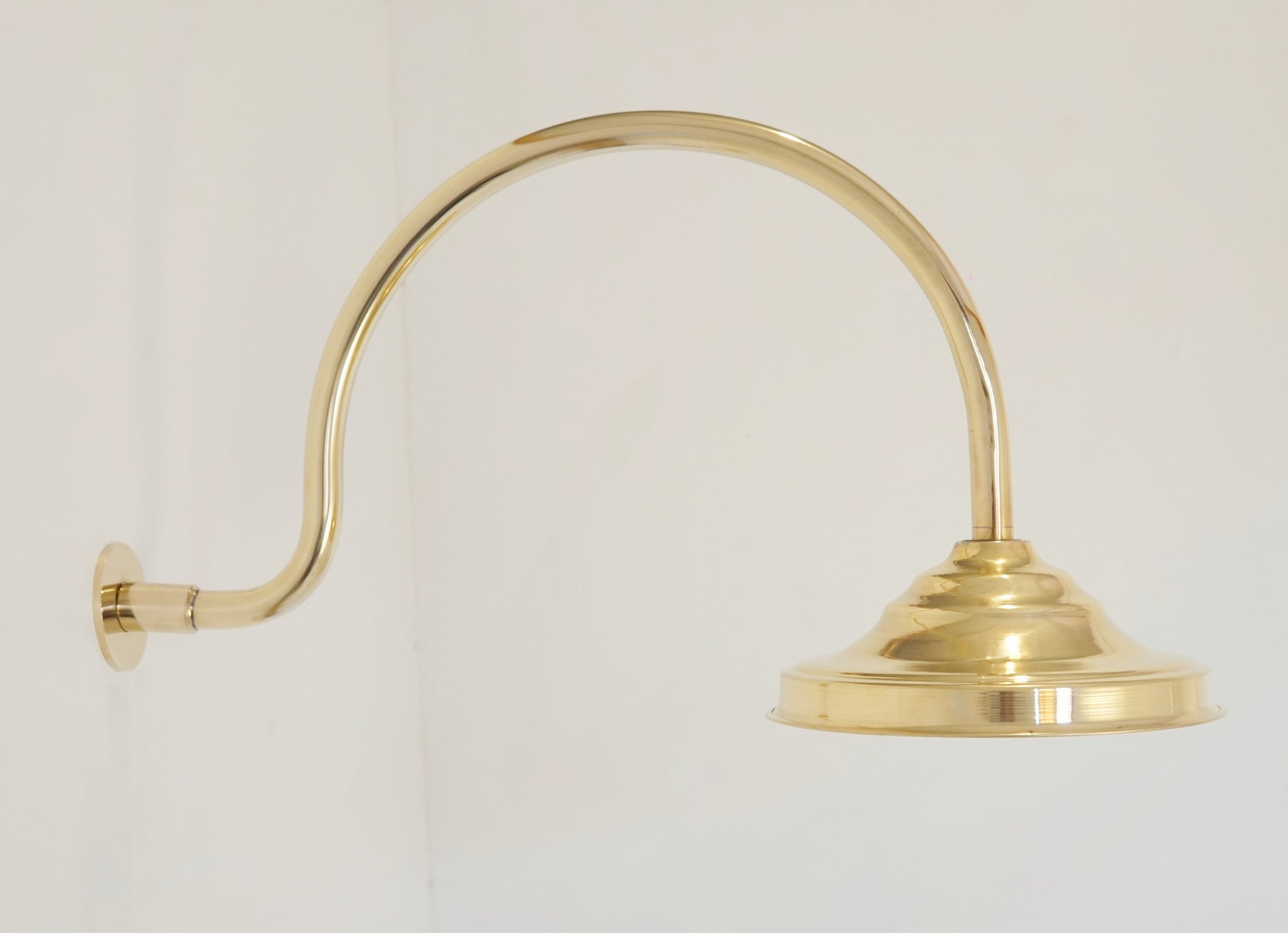 Unlacquered Solid Brass Shower System, High Pressure Curved Arm