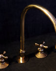 Unlacquered Brass Deck Mounted 3 Holes Faucet, Brass widespread Faucet for Bathroom and Kitchen