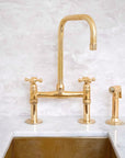Antique Solid Brass Kitchen Bridge Faucet
