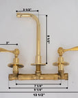 Unlacquered Brass Wall Mount Built In Bathroom Vanity Sink Faucet With lever Handles - NORD BRASS