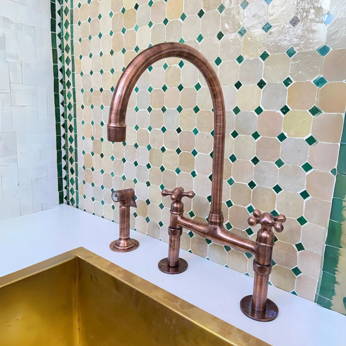 Copper Kitchen Bridge Faucet,Copper Tap - NORD BRASS