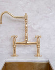 Antique Solid Brass Bridge Faucet, Vintage Kitchen Sink Faucet