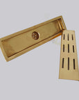 Unlacquered Brass Linear Floor Drain for Modern Bathrooms - NORD BRASS