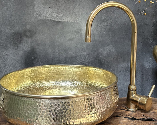 Round Brass Bathroom Sink, Round Vessel Sink Vanity