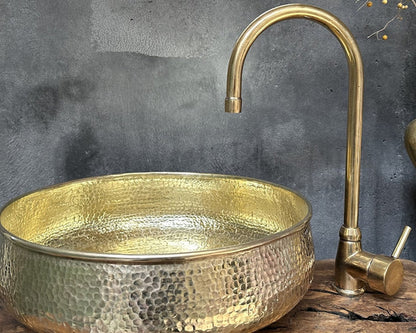 Round Brass Bathroom Sink, Round Vessel Sink Vanity