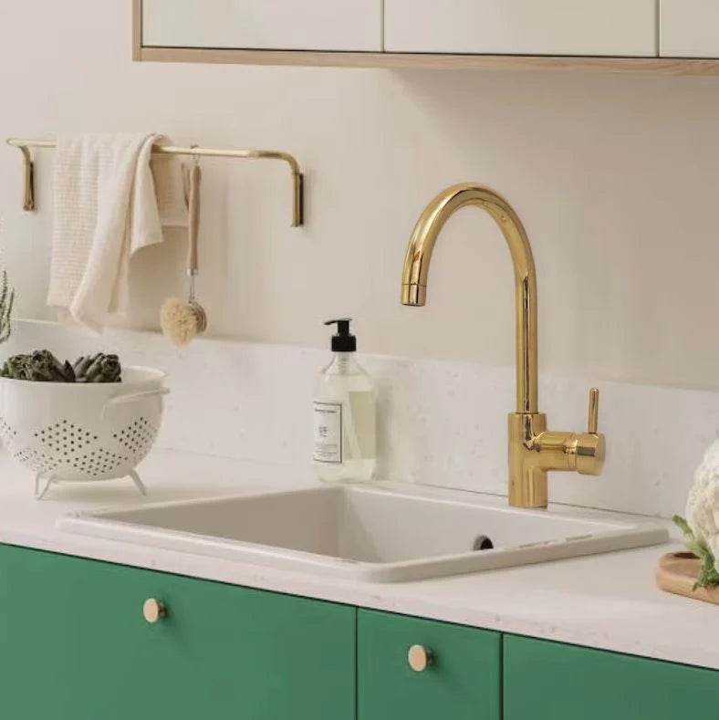 Unlacquered Brass Single Hole Basin Faucet, Antique Brass Sink Mixer Tap - NORD BRASS