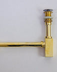 Solid Unlacquered Brass P-trap and Sink Stopper, Push Up Button, Pop Up Drain, Brass Water Trap - NORD BRASS