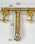 Brass Bathroom Faucet, Antique Brass Wall Mount Faucet