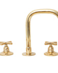 Unlacquered Brass 3 Holes Widespread Faucet - Deck Mount Brass Bathroom Tap
