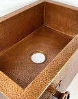 Apron Front Copper Kitchen Sink, Farmhouse Copper Kitchen Sink With Rings 14 gauge