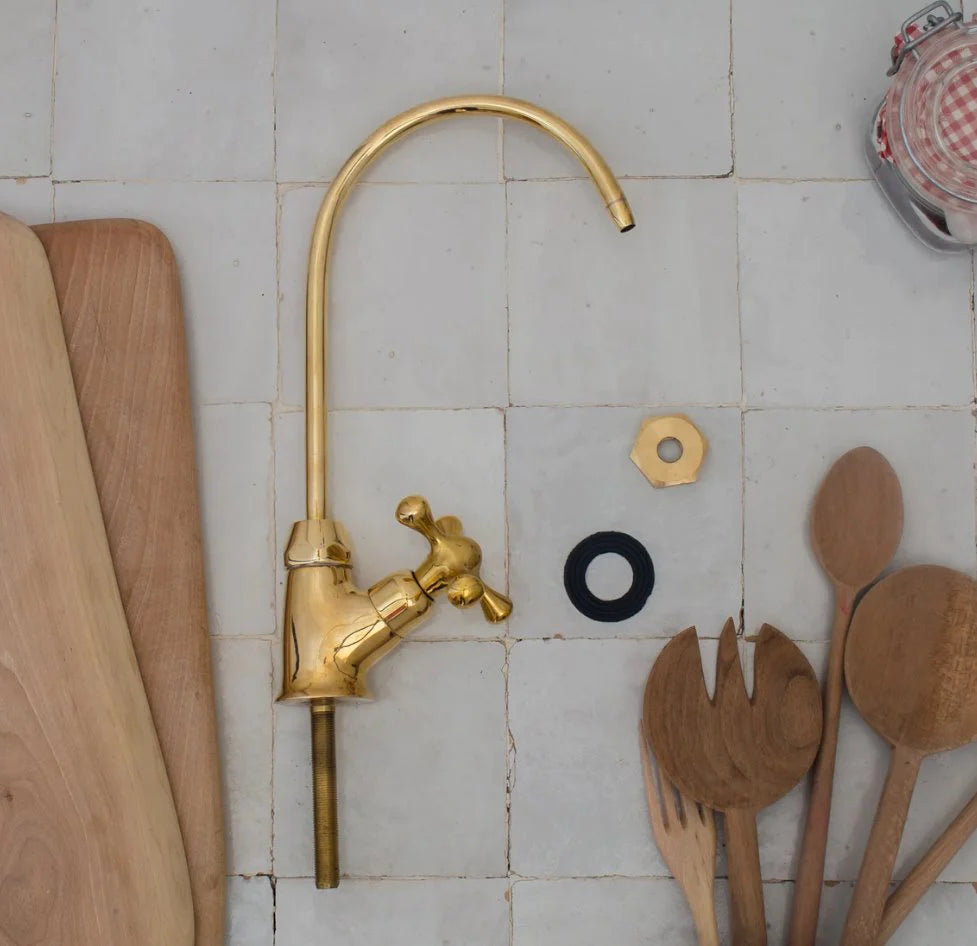 Unlacquered Brass Water Dispenser Kitchen Faucet, Cold Water Single Hole - NORD BRASS