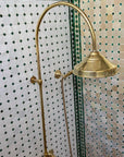 Unlacquered Brass Shower System with Handheld And Vintage Head Combo, Exposed Pipe - NORD BRASS