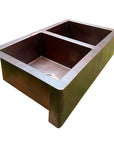Copper Double Bowl Farmhouse Sink,Apron Front Kitchen Sink 14 gauge
