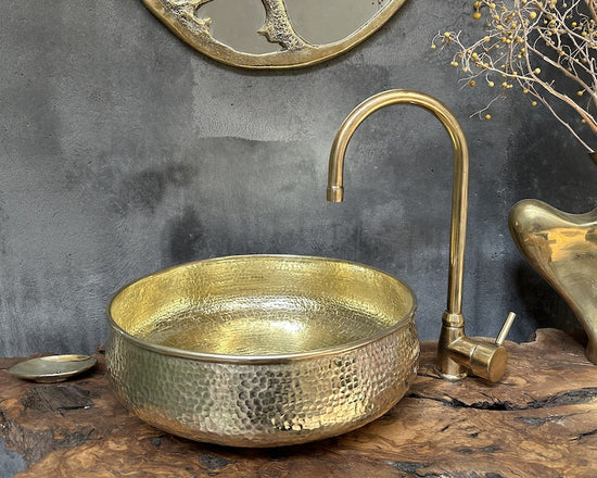 Round Brass Bathroom Sink, Round Vessel Sink Vanity