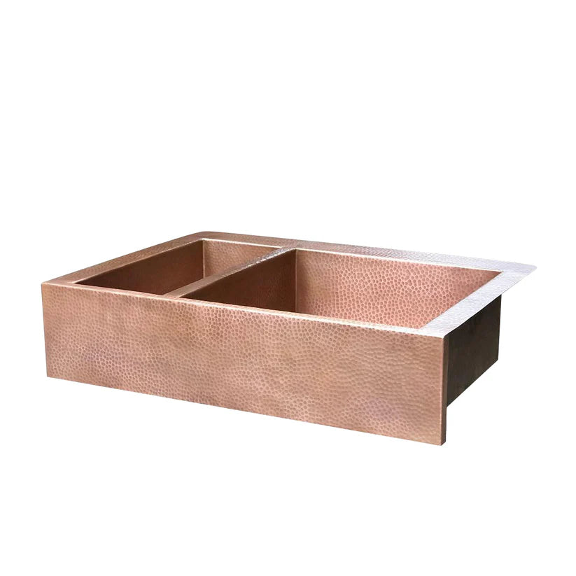Double-Bowl Copper farmhouse sink, 14 gauge Apron Front Kitchen sink