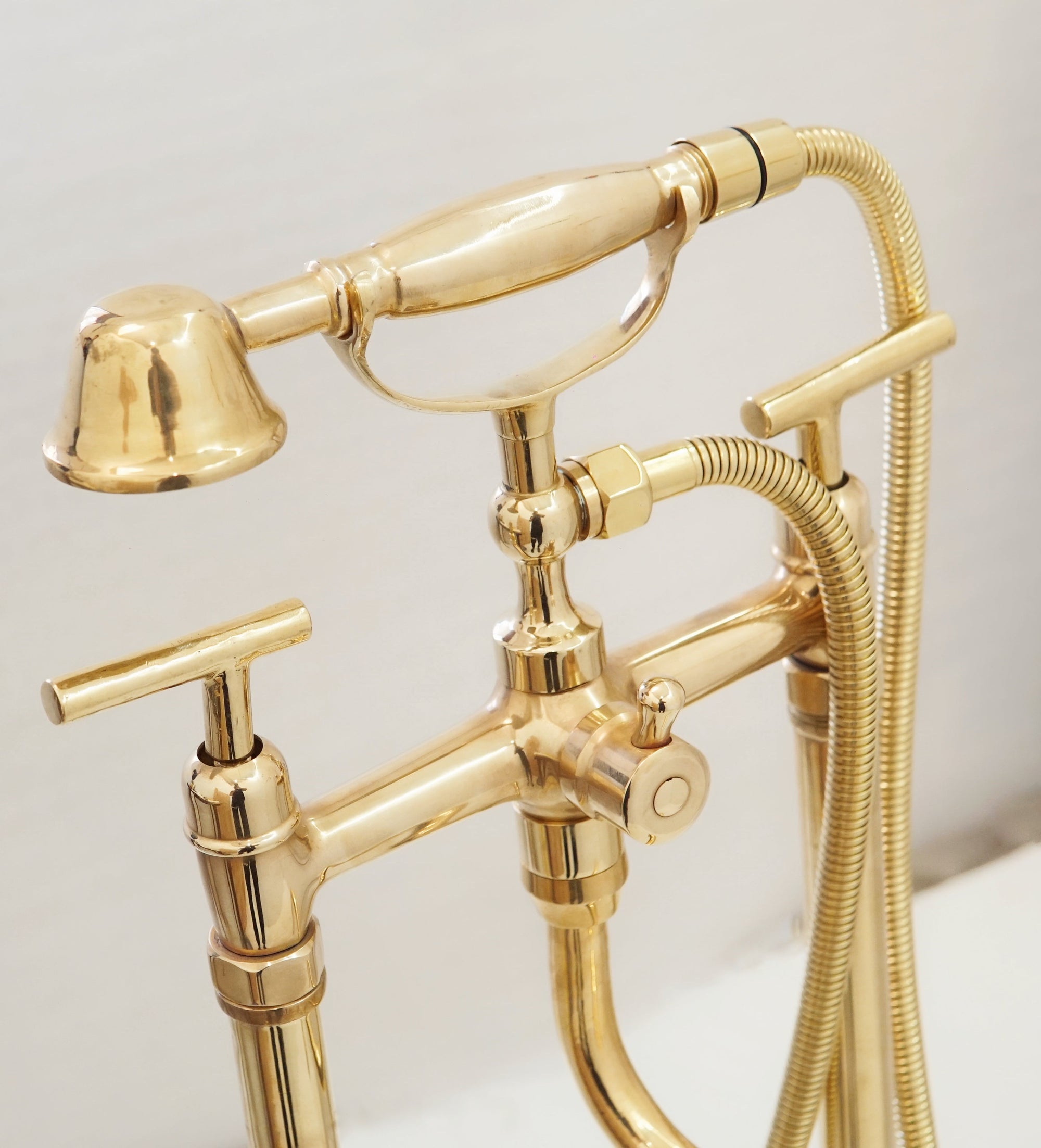 The Classic English Style Telephone Tub Filler, Brass Freestanding Filler